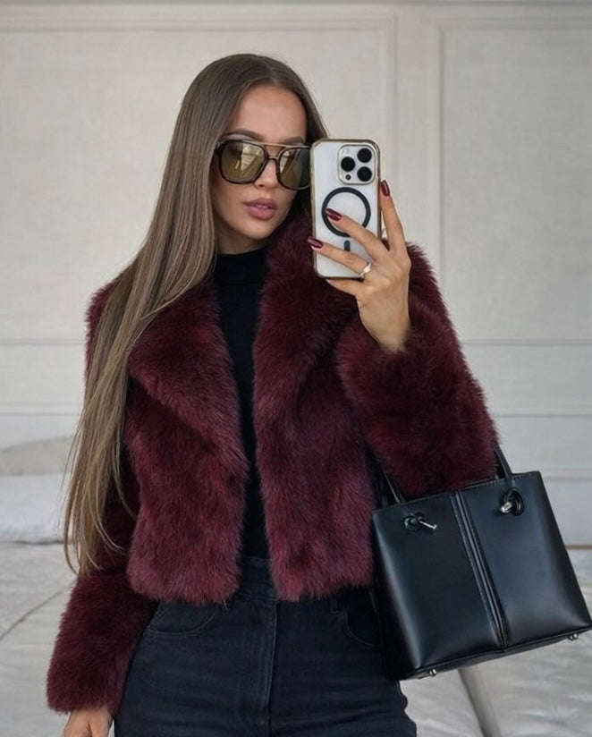 Giacca in Ecopelliccia Bordeaux
